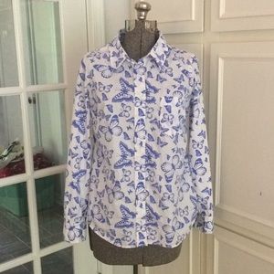 Gap Blue Butterfly Button Down Small